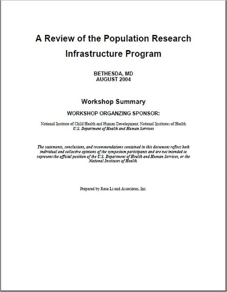Review of the Population Research Infrastructure Program (PRIP) 2004