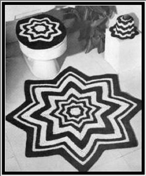 Crochet Bathroom Set - Pattern for Crochet Rug, Toilet Seat Cover and Tissue Topper