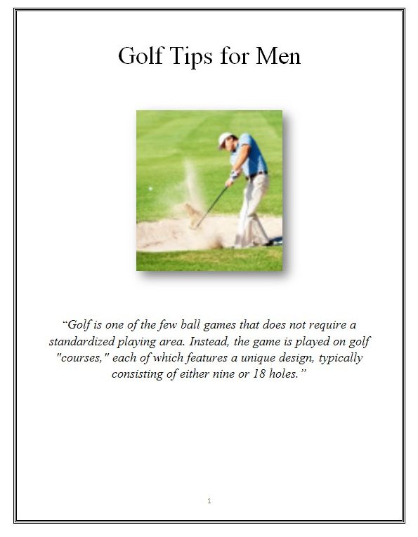 Golf Tips for Men