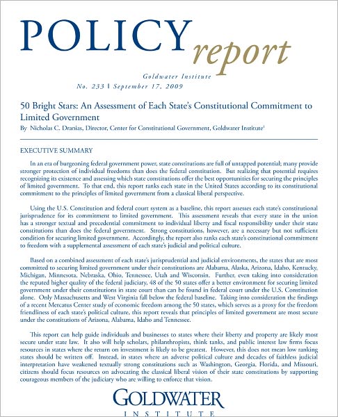 50 Bright Stars: An Assessment of Each State’s Constitutional Commitment to Limited Government