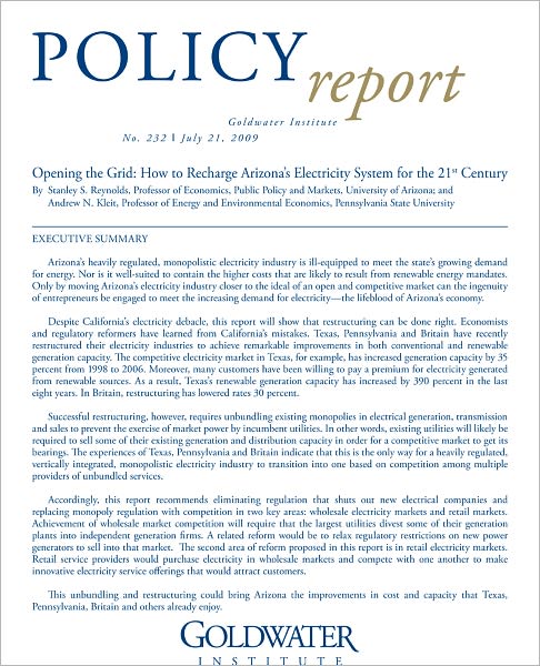 Opening the Grid: How to Recharge Arizona’s Electricity System for the 21st Century