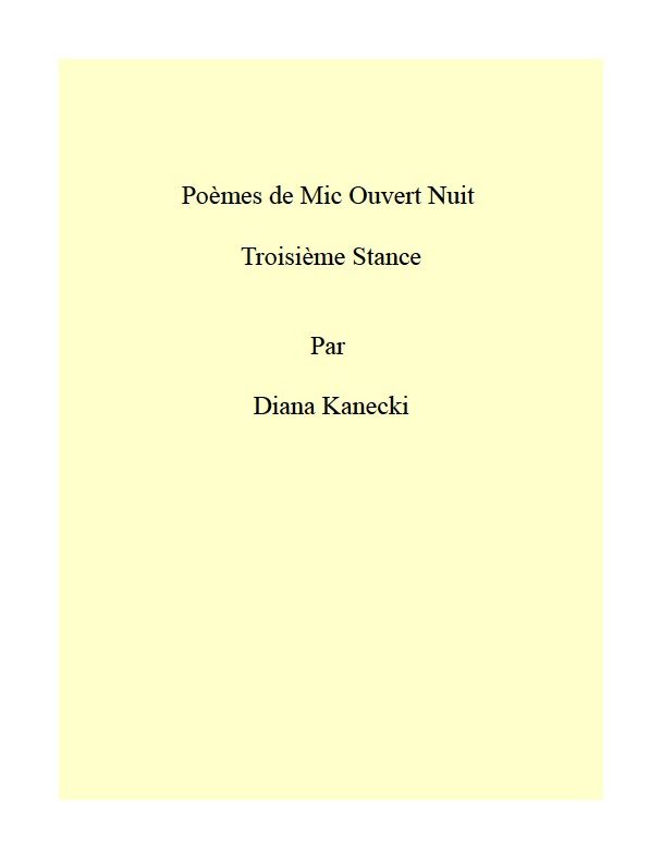 Poemes de Mic Ouvert Nuit Troisieme Stance