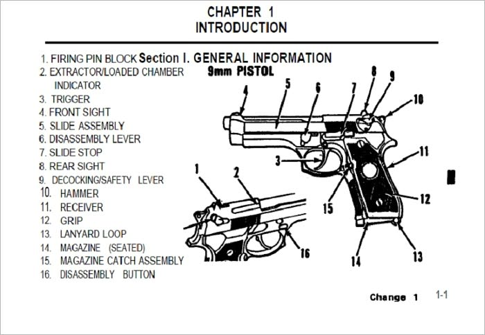Operator’s manual PISTOL SEMIAUTOMATIC, 9mm, M9, ARMY TM 9-1005-317-10, NAVY SW 370-AA-OPl-010/9mm, AIR FORCE TO 11W3-3-5-1, MARINE CORPS TM 1005A-10/1, COAST GUARD COMDTINST M8370.6 C3