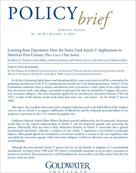 Learning from Experience: How the States Used Article V Applications in America's First Century (Part 2 in a Series)