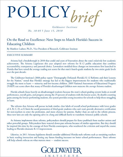 On the Road to Excellence: Next Steps to Match Florida’s Success in Educating Children