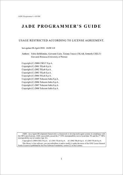 JADE Programmer's Guide