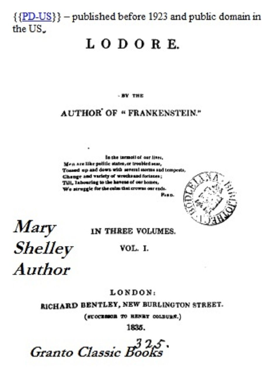 Lodore (error free transcription) by Mary Shelley