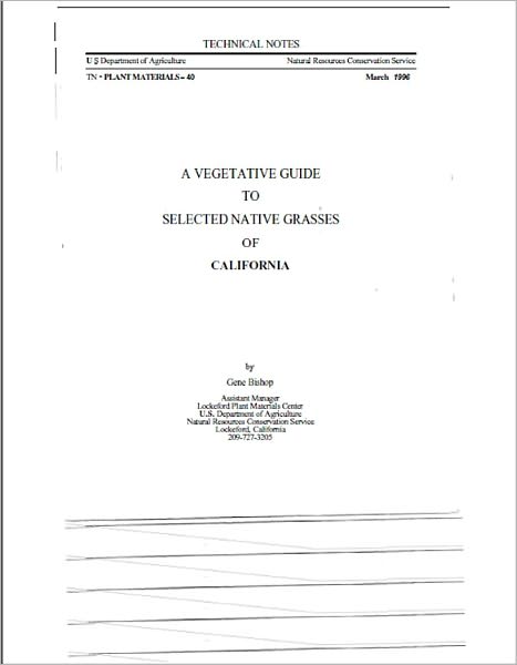 Vegetative Guide to Selected Native Grasses of California