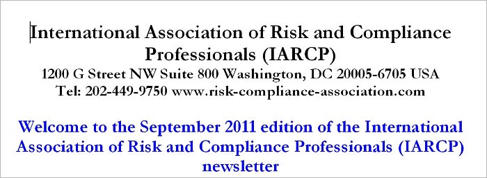 Risk Management News, September 2011 (94 pages, 28846 words)