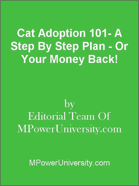 Cat Adoption 101- A Step By Step Plan - Or Your Money Back!