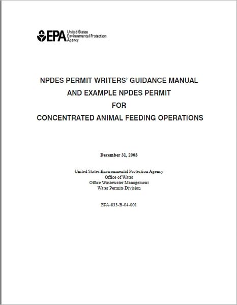 NPDES Permit Writers' Guidance Manual and Example NPDES Permit for Concentrated Animal Feeding Operations