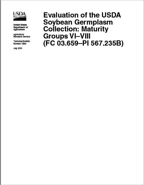 Evaluation of the USDA Soybean Germplasm Collection: Maturity Groups VI–VIII (FC 03.659–PI 567.235B)