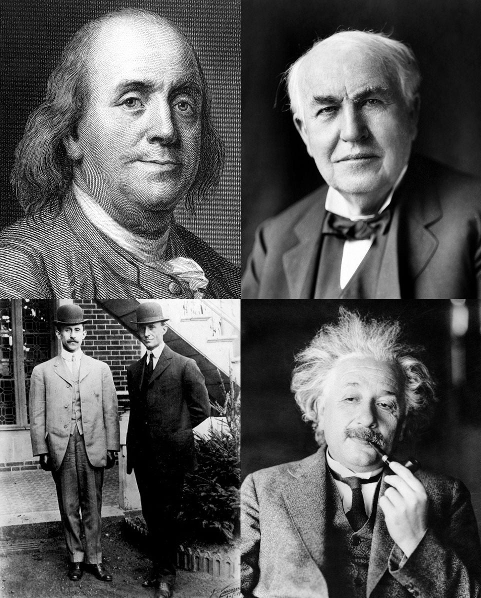 Quotes of: Thomas Edison, Albert Einstein, Ben Franklin and the Wright Brothers