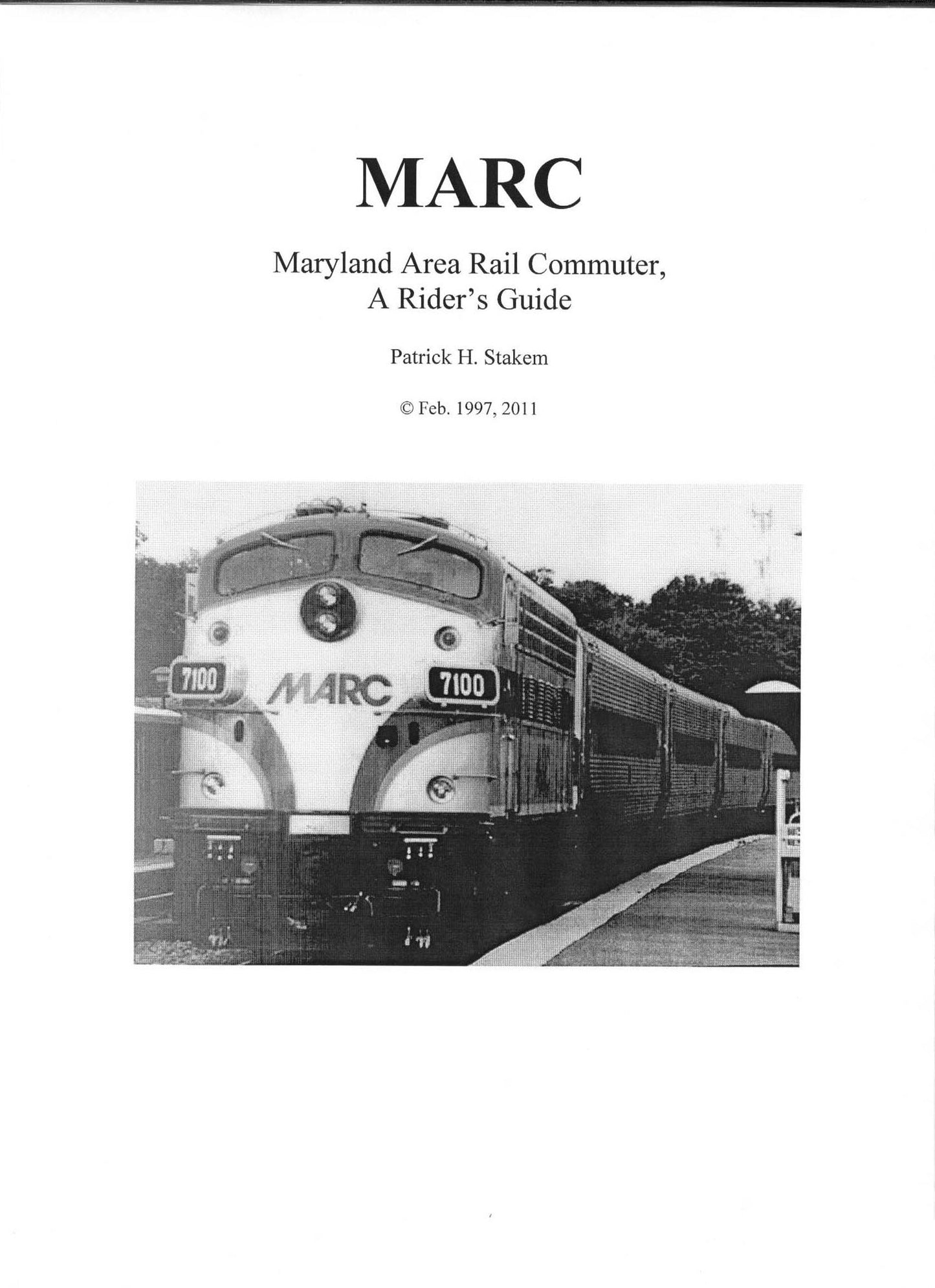 MARC Maryland Area Rail Commuter, A Riders Guide