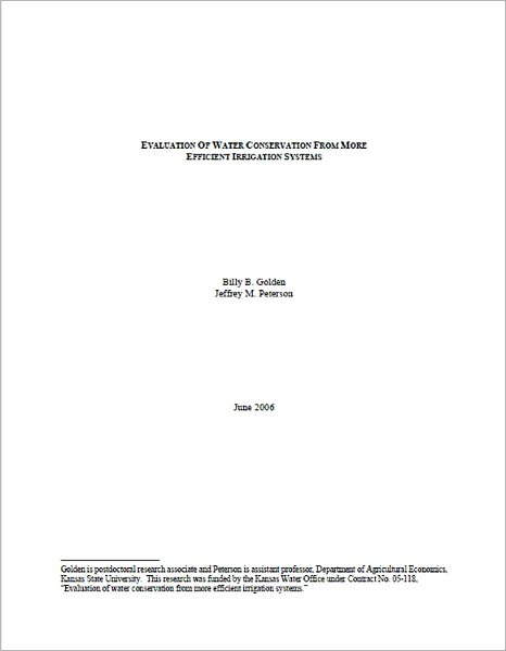 Evaluation of Water Conservation from More Efficient Irrigation Systems