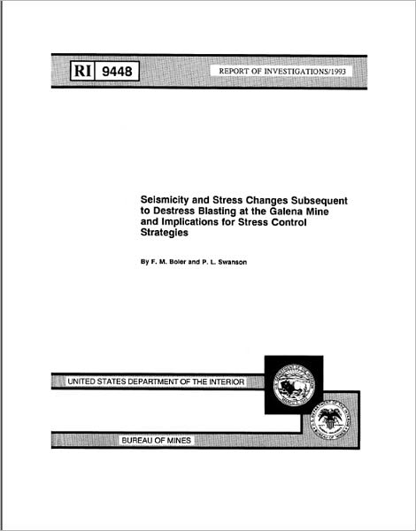 Seismicity and Stress Changes Subsequent to Destress Blasting at the Galena Mine and Implications for Stress Control Strategies