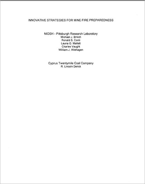 Innovative Strategies for Mine Fire Preparedness