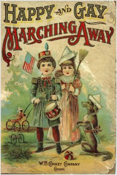HAPPY AND GAY MARCHING AWAY (ILLUSTRATED)