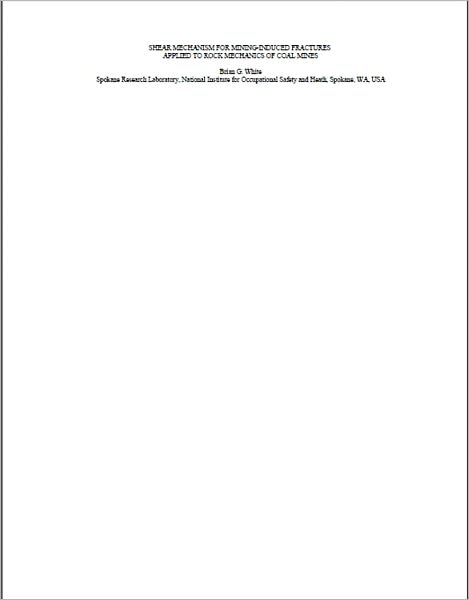 Shear Mechanism for Mining-Induced Fractures Applied to Rock Mechanics of Coal Mines