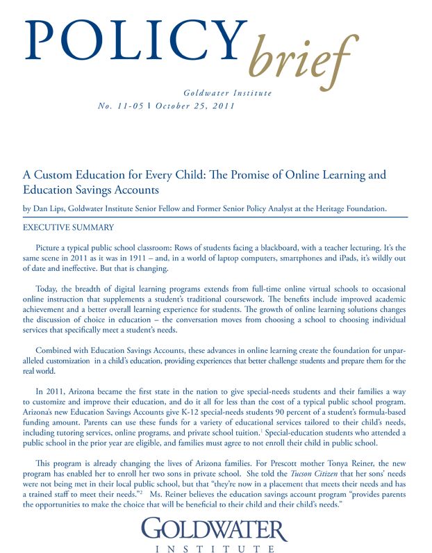 A Custom Education for Every Child: The Promise of Online Learning and Education Savings Accounts