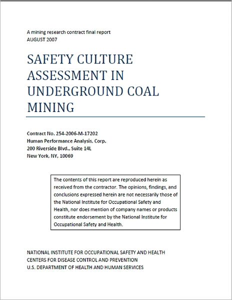 Safety Culture Assessment in Underground Coal Mining