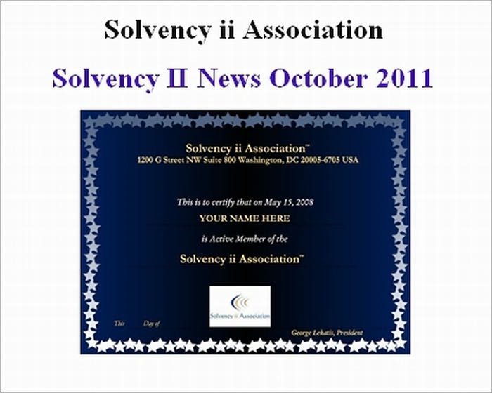 Solvency II News, October 2011
