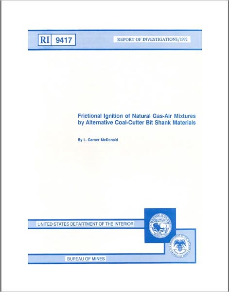 Frictional Ignition of Natural Gas-Air Mixtures by Alternative Coal-Cutter Bit Shank Materials