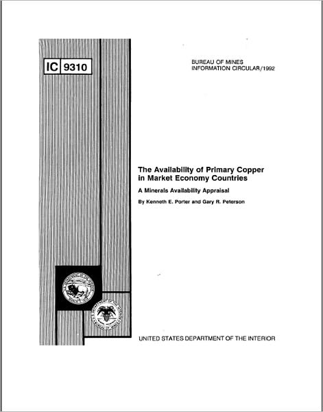 The Availability of Primary Copper in Market Economy Countries: A Minerals Availability Appraisal