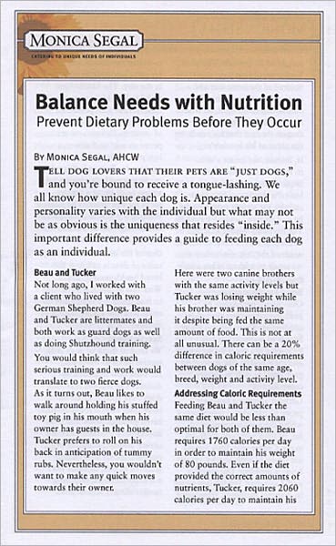 Balance Needs With Nutrition
