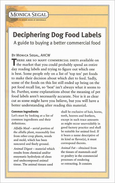 Deciphering Dog Food Labels - A guide to buying a better commercial food