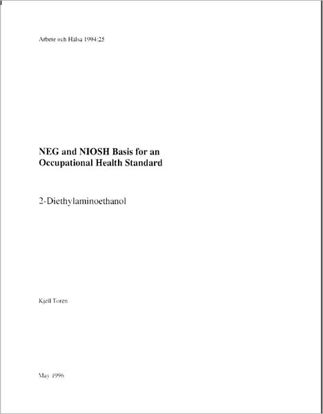 NEG and NIOSH Basis for an Occupational Health Standard: 2-Diethylaminoethanol