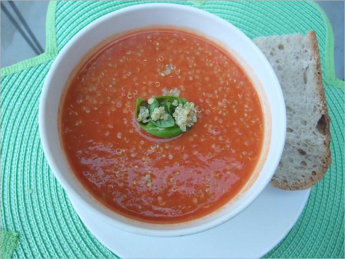 Vitamix Zesty Fresh Tomato and Basil Quinoa Soup Recipe