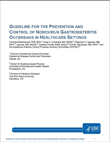 Guideline for the Prevention and Control of Norovirus Gastroenteritis Outbreaks in Healthcare Settings