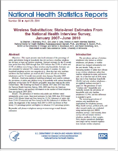 Wireless Substitution: State-level Estimates From the National Health Interview Survey, January 2007–June 2010