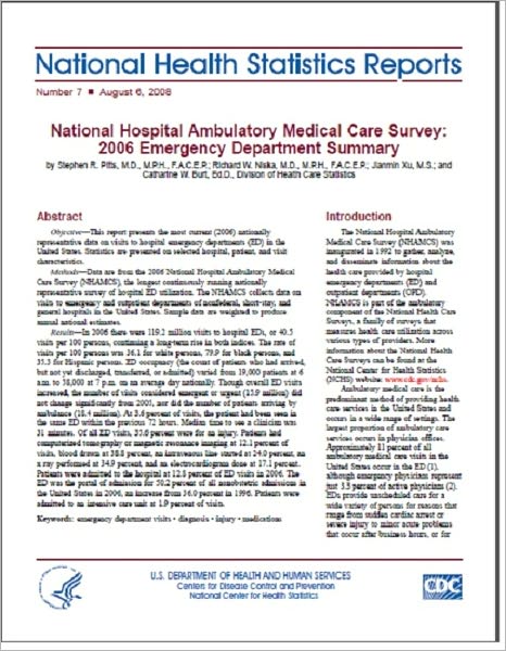 National Hospital Ambulatory Medical Care Survey: 2006 Emergency Department Summary