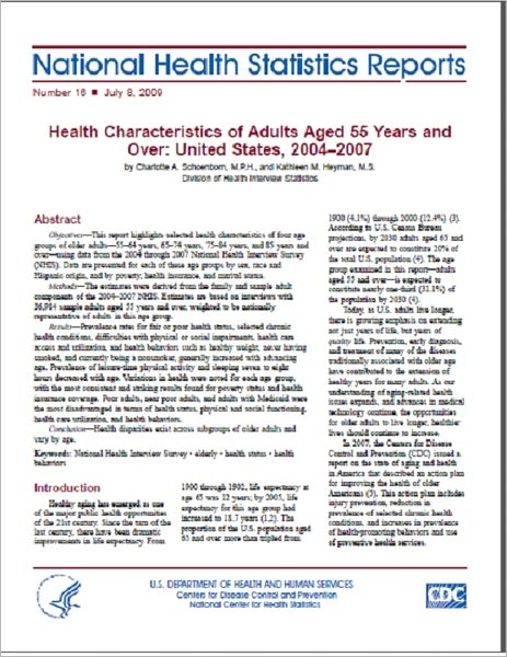 Health Characteristics of Adults Aged 55 Years and Over: United States, 2004–2007