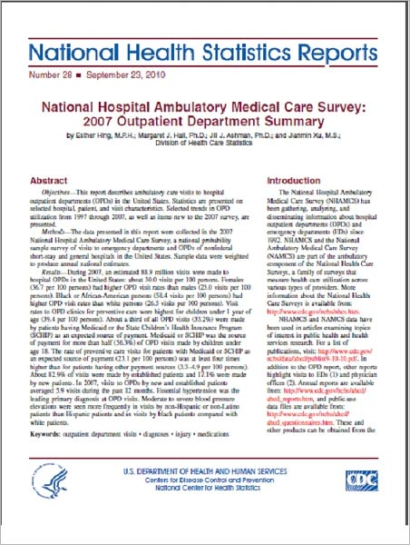 National Hospital Ambulatory Medical Care Survey: 2007 Outpatient Department Summary