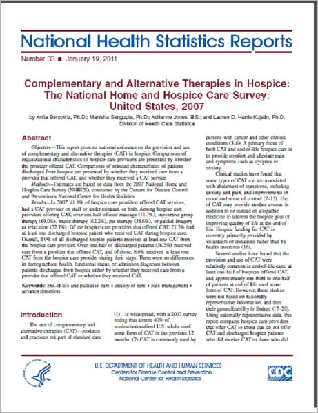 Complementary and Alternative Therapies in Hospice: The National Home and Hospice Care Survey: United States, 2007