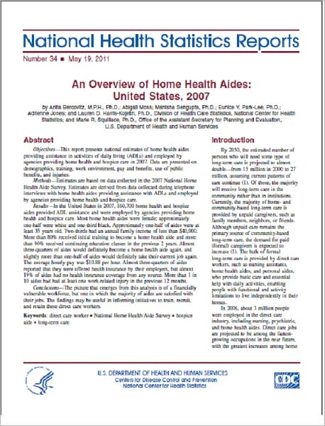 An Overview of Home Health Aides: United States, 2007