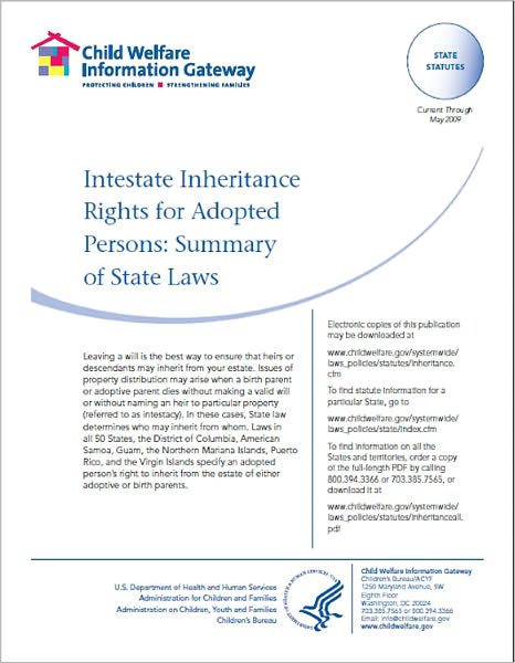 Intestate Inheritance Rights for Adopted Persons: Summary of State Laws