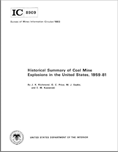 Historical Summary of Coal Mine Explosions in the United States, 1959-81