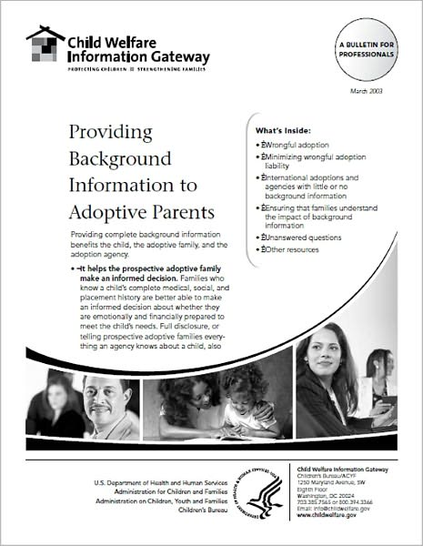 Providing Background Information to Adoptive Parents