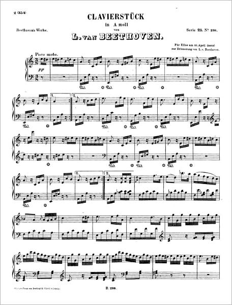 Fur Elise (Piano Sheet Music)