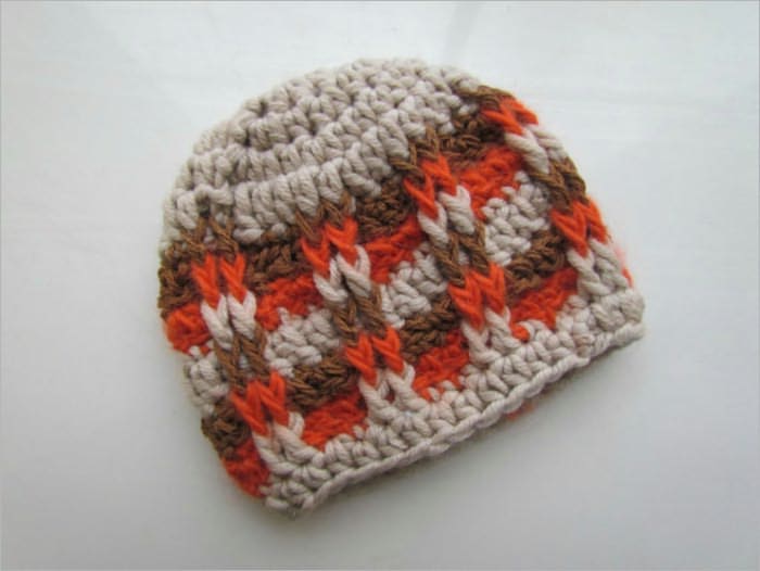 CROCHET PATTERN PDF-Front Post Checker Hat