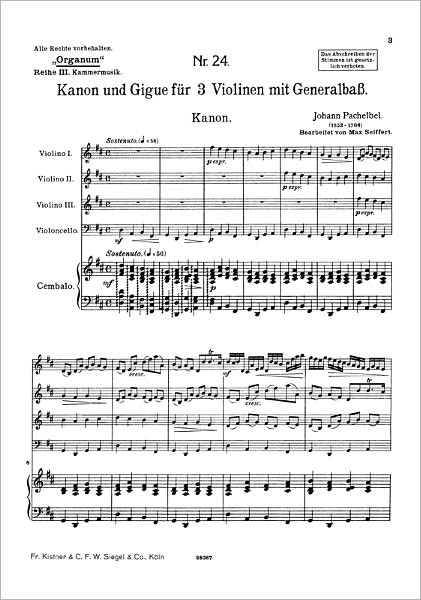 Canon and Gigue in D major (Piano Sheet Music)
