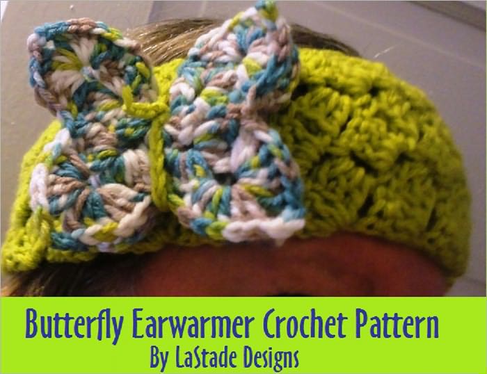 Butterfly Earwarmers Headband Crochet Pattern