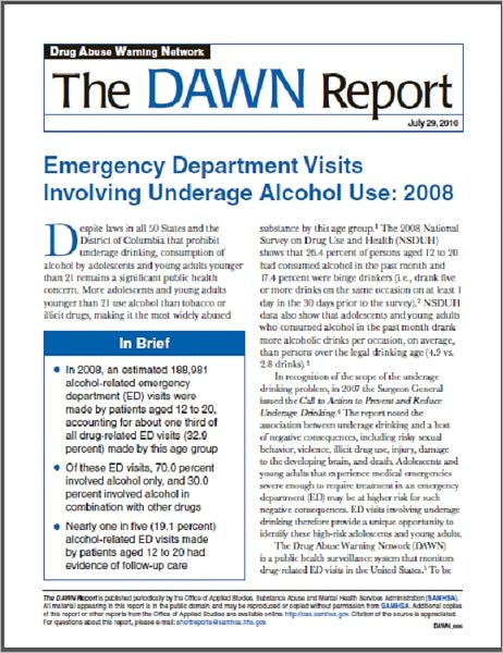 Emergency Department Visits Involving Underage Alcohol Use in Combination with Other Drugs