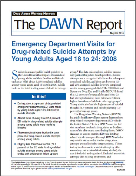 Emergency Department Visits for Drug-related Suicide Attempts by Young Adults Aged 18 to 24: 2008