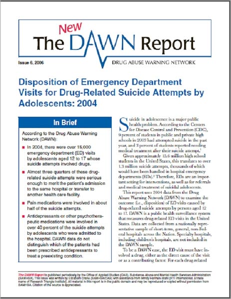Disposition of Emergency Department Visits for Drug-Related Suicide Attempts by Adolescents: 2004