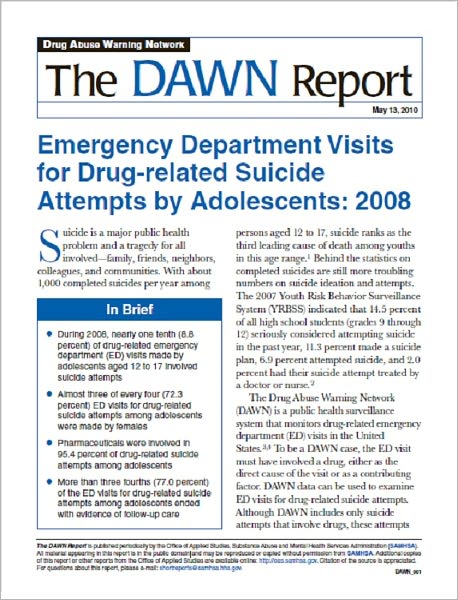 Emergency Department Visits for Drug-related Suicide Attempts by Adolescents: 2008